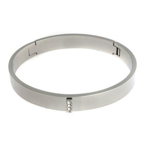 Steel by Design Crystal Hinged Bangle Bracelet